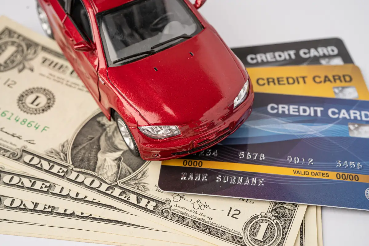 Car on top of credit cards for the WFBNA Auto.