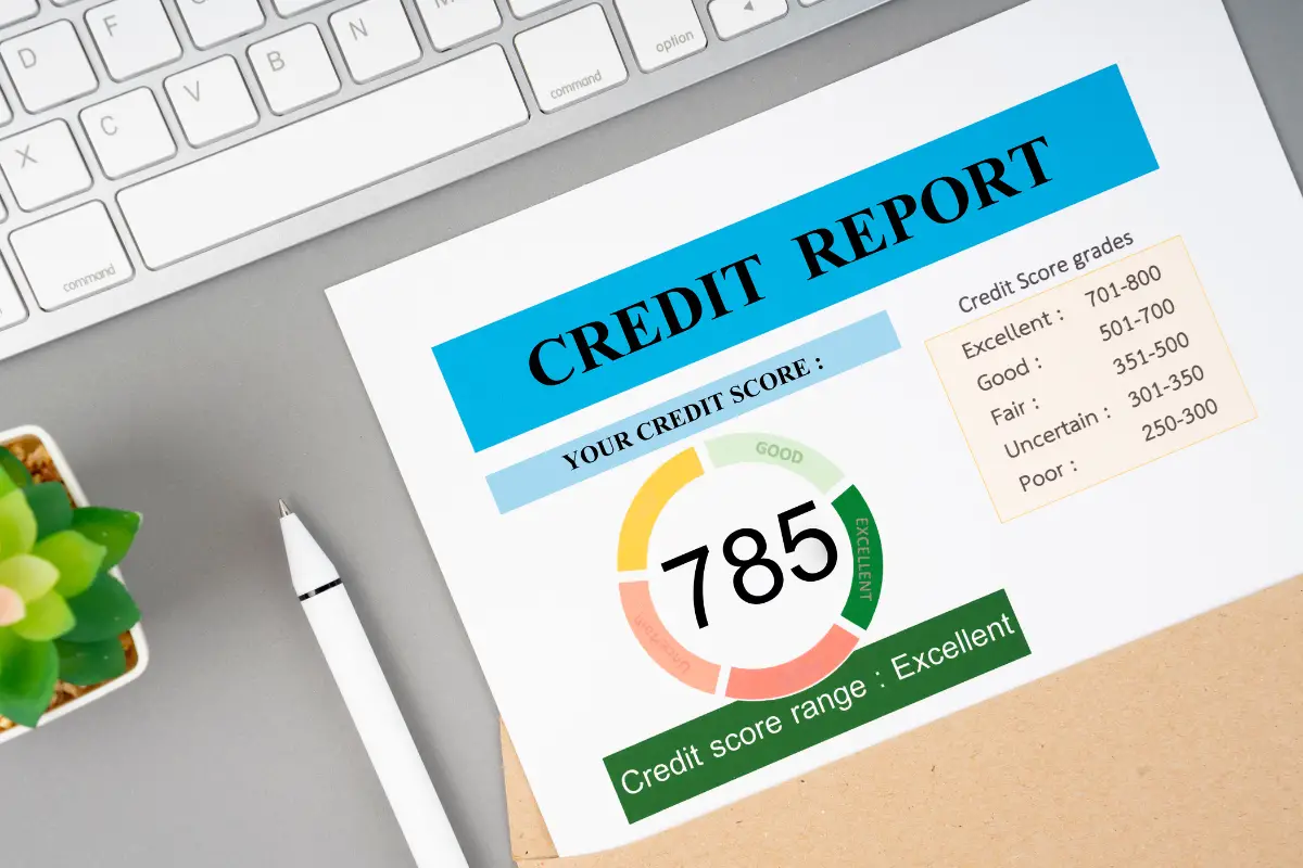 Credit Report on desk with credit score after you improve your credit score.